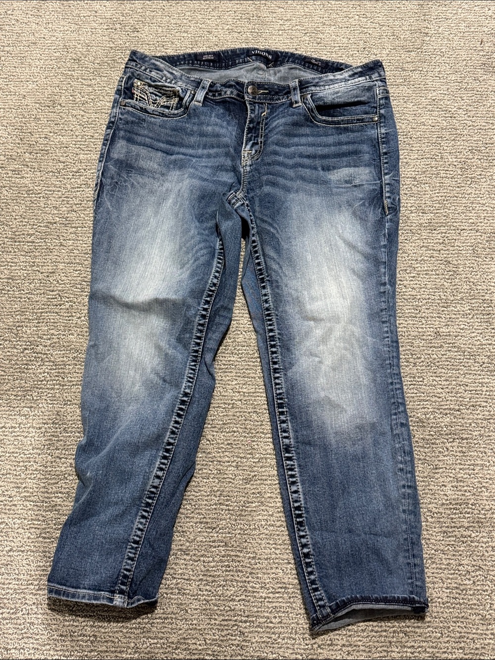 Vigoss Women's Medium Blue Boyfriend Jeans with Contrast Stitching - Picture 2 of 5